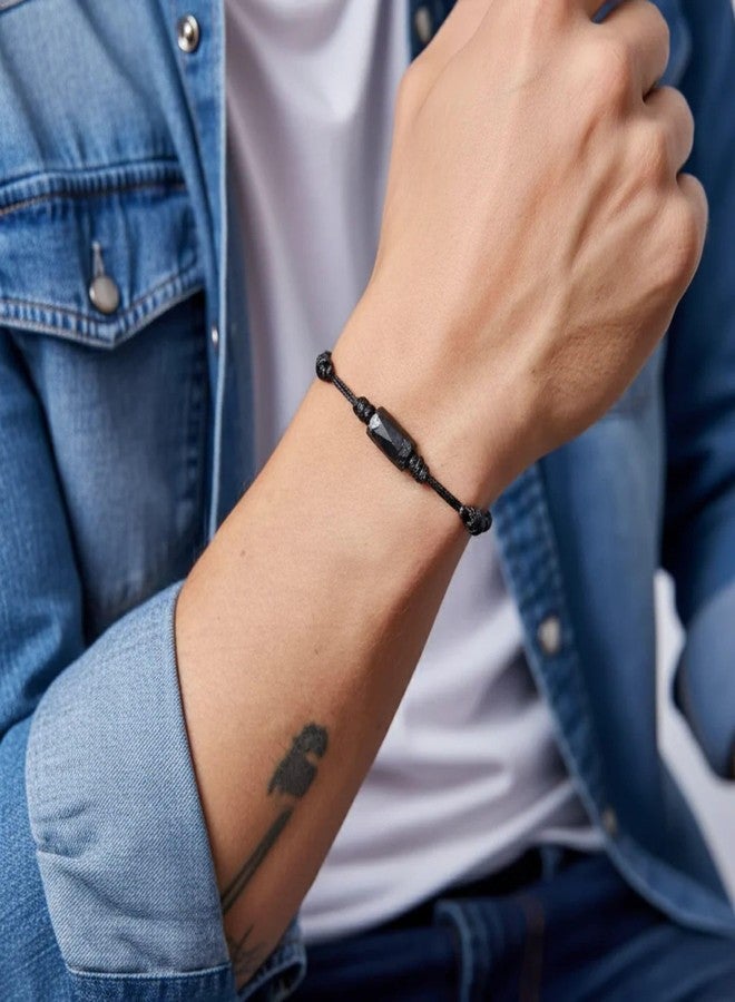 Luck Strings Black Tourmaline Adjustable Cord Bracelet for Men and Women Protection Jewelry Good Luck (Black) - Image 4